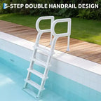 Échelle de piscine robuste à 5 marches avec deux mains courantes, marches solides en PE antidérapantes, capacité de 181 kg, compatible avec les piscines enterrées et hors sol de 122 à 137 cm