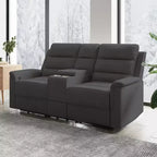Beige-graues Relaxsofa aus Tech-Gewebe, 2-Sitzer, mit verstellbarer Rückenlehne und Fußstütze