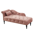 Moderne chaise longue van 60,6 inch met fluwelen bekleding, gecapitonneerde knopen, massief houten poten en sierspijkers