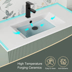 Wavy Line Badezimmermöbel-Set mit Waschbecken und Wasserhahn, 30/36/48 Zoll