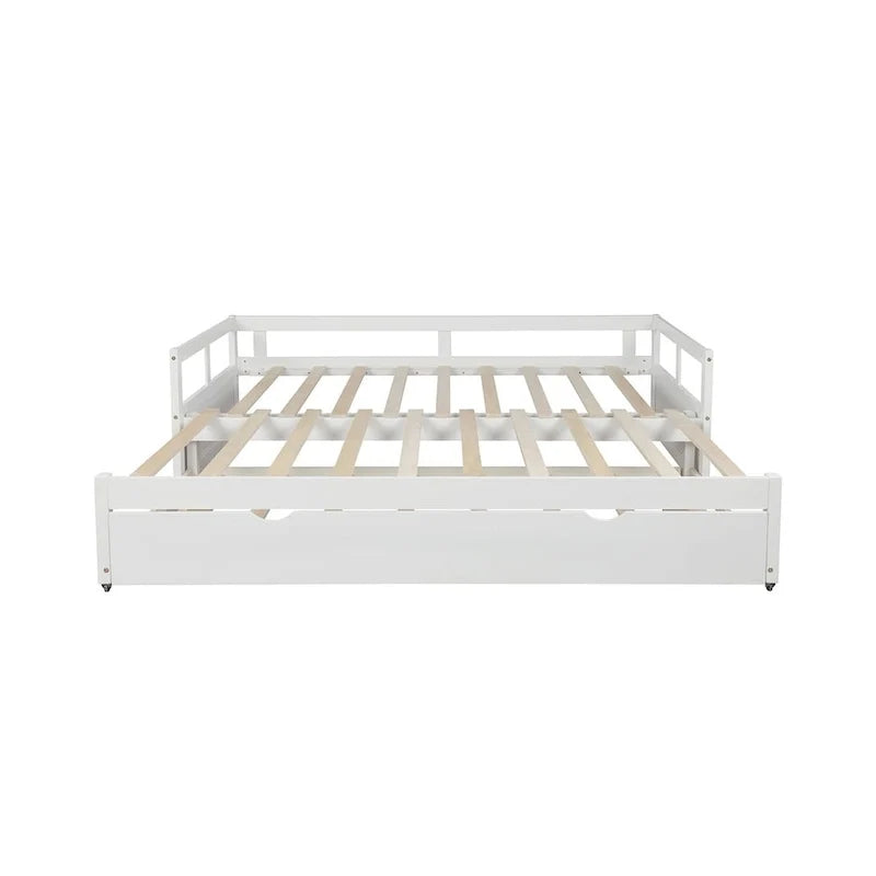 Letto da giorno allungabile con letto estraibile, letto da giorno in legno con letto estraibile