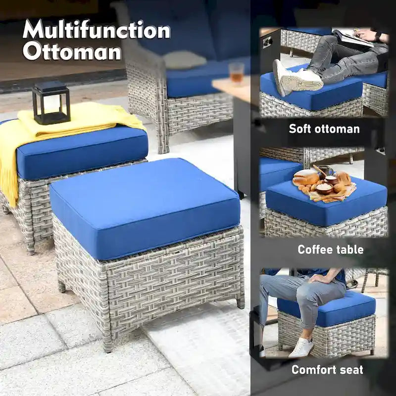 Ensemble de conversation de mobilier de patio extérieur XIZZI en 9 pièces avec fauteuil pivotant