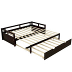 Letto da giorno allungabile con letto estraibile, letto da giorno in legno con letto estraibile
