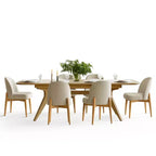 Ensemble de salle à manger de 7 pièces, table à tréteaux extensible de 78 à 96 po avec chaises rembourrées et pieds en bois massif – Panipeachy