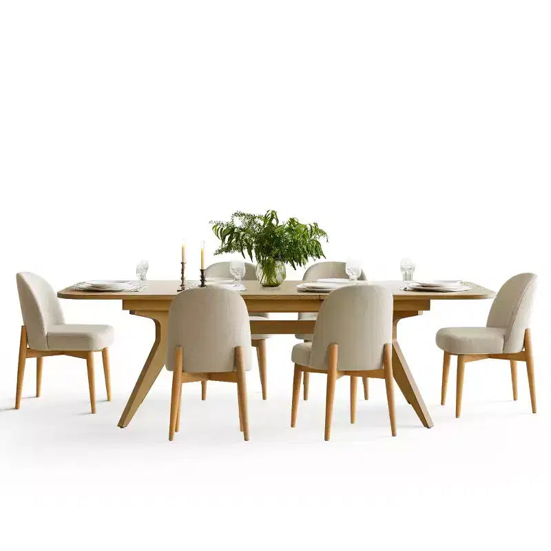Ensemble de salle à manger de 7 pièces, table à tréteaux extensible de 78 à 96 po avec chaises rembourrées et pieds en bois massif – Panipeachy