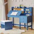 Ensemble bureau et chaise pour enfants, table d’étude en bois avec plateau inclinable réglable, tiroirs et tableau en liège – ensemble bureau d’apprentissage scolaire pour enfants