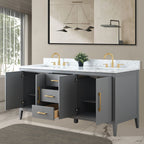 Mobile bagno Vanity Art 72 con doppio lavabo e piano in marmo composito