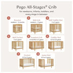 Berço convertível Babyletto Pogo 8 em 1 com kits de conversão para todas as fases