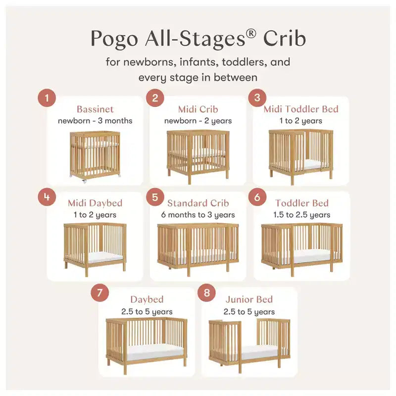 Berço convertível Babyletto Pogo 8 em 1 com kits de conversão para todas as fases