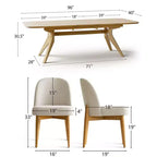 Ensemble de salle à manger de 7 pièces, table à tréteaux extensible de 78 à 96 po avec chaises rembourrées et pieds en bois massif – Panipeachy
