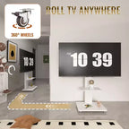 TV stolek pro televizory 32-75, mobilní TV vozík s nastavitelnou výškou, zásuvkou a kolečky do obývacího pokoje, ložnice nebo kanceláře -ModernLuxe