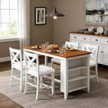 Conjunto Homy Casa de mesa de jantar e cadeiras de 5 peças, de altura de balcão, com prateleiras de arrumação, branco e nogueira, estilo quinta moderna