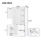 Badezimmerschrank mit 62 Zoll Höhe, freistehender Bodenschrank mit Schublade und verstellbarem Regal, Vorratsschrank für Bad und Wohnzimmer