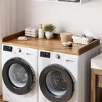 Plan de travail pour lave-linge et sèche-linge, plateau de buanderie avec rebord surélevé et tapis antidérapant pour panier à linge, rangement et organisation de la buanderie