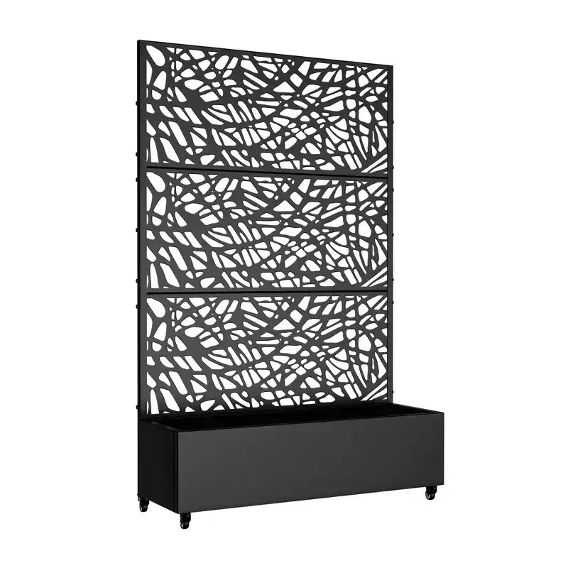 MAYEERTY-Pflanzkasten mit Rankgitter, schwarzes Eisennetz, Stil 01, 72x47x16in, 3-teiliges Set