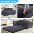 Canapé-lit futon convertible 2-en-1 Mjkone de 71 po, canapé deux places convertible pliable en tissu côtelé avec boutons capitonnés, gain de place