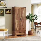 Armoire garde-manger de style champêtre HOMCOM 72 po avec portes de grange, grande armoire de rangement de cuisine avec étagères réglables et tiroir