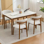 Zestaw 4 krzeseł do jadalni, tapicerowane krzesła w stylu mid-century modern, krzesła kuchenne w stylu wiejskim z wyściełanym siedziskiem z tkaniny i drewnianymi nogami, beżowe