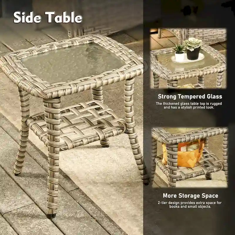 Ensemble de conversation de mobilier de patio extérieur XIZZI en 9 pièces avec fauteuil pivotant