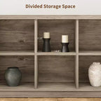 Úložný regál s knihovnou s 8 přihrádkami, horizontální knihovna ve stylu farmhouse, 62palcová dřevěná úložná knihovna do předsíně, dlouhé nízké police na knihy do obývacího pokoje