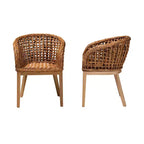 Set di 2 sedie da pranzo bali & pari Mario in legno di teak e rattan, finitura marrone naturale, in stile bohémien moderno