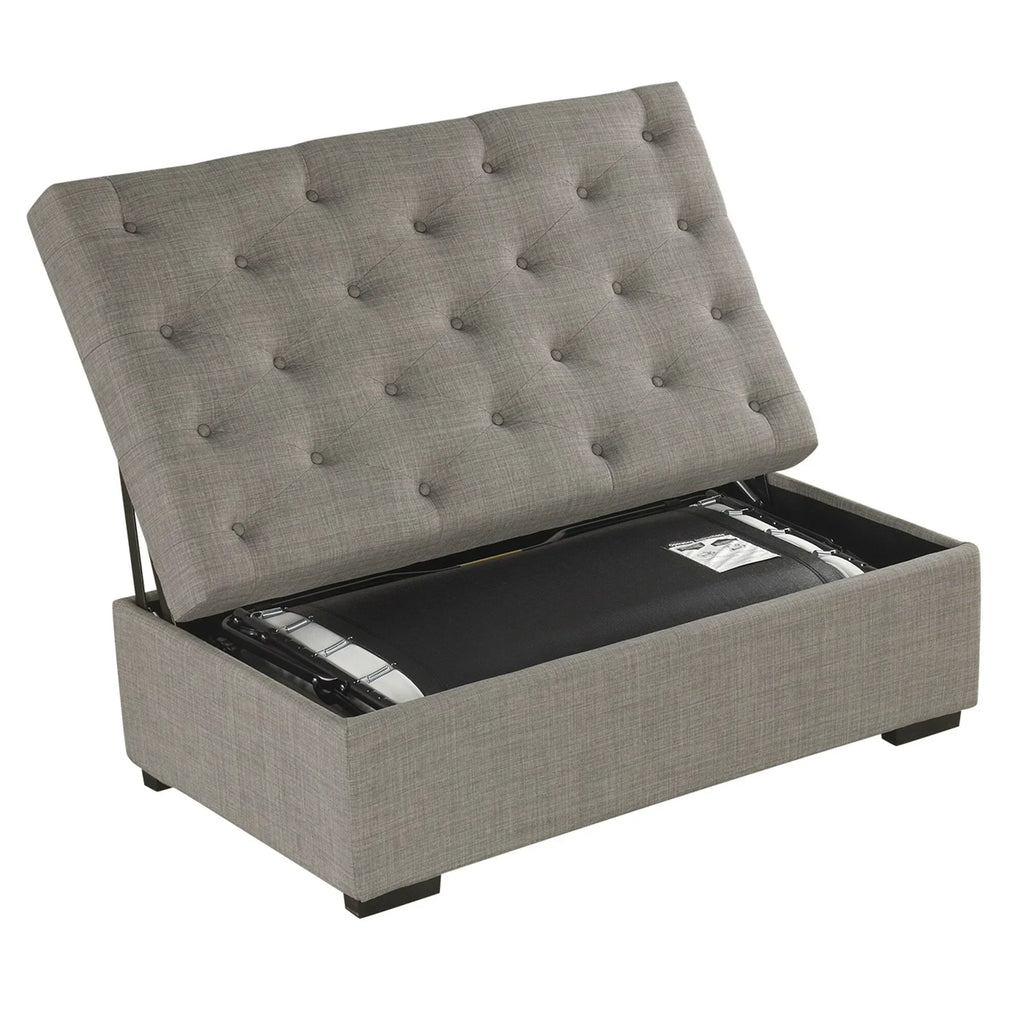 Klappbares Schlafsofa, 49,6-Zoll-Hocker mit klappbarem Schlafsofa, umwandelbarer Schlafhocker mit Memoryschaum-Matratze und getuftetem Design