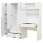 3-in-1-Kleiderschrank mit Schminktisch, Schreibtisch-Set, Schlafzimmerschrank mit 2 Schubladen, 3 Türen und Stauraum