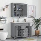 36-Zoll moderner Waschtischunterschrank mit Aufsatzwaschbecken und Spiegelschrank, 2 Türen und 2 Schubladen