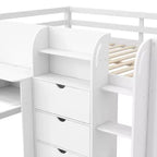 Letto rialzato basso rosa/bianco con scrivania, spazio contenitore e lavagna bianca -C singolo, 1 persona