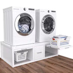 Pedestais GDLF para máquina de lavar e secar, suporte universal para máquina de lavar e secar com prateleira extraível, branco