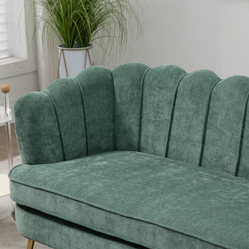 Kleines Mini-Sofa für zwei Personen mit goldenem Metallbein – 2 Sitzplätze