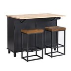 Ensemble îlot de cuisine TOPMAX avec rallonge rabattable et 2 places assises, ensemble table à manger avec étagère réglable, tiroirs et porte-serviettes