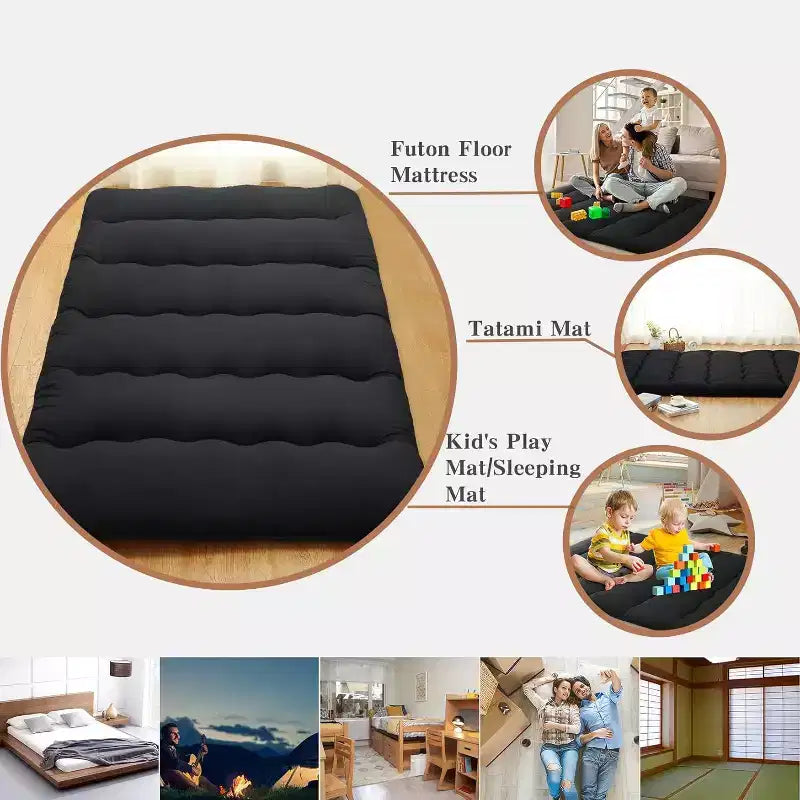 Japonská futonová matrace, skládací podložka na spaní na podlaze, tatami podložka do domácnosti, kempingová matrace