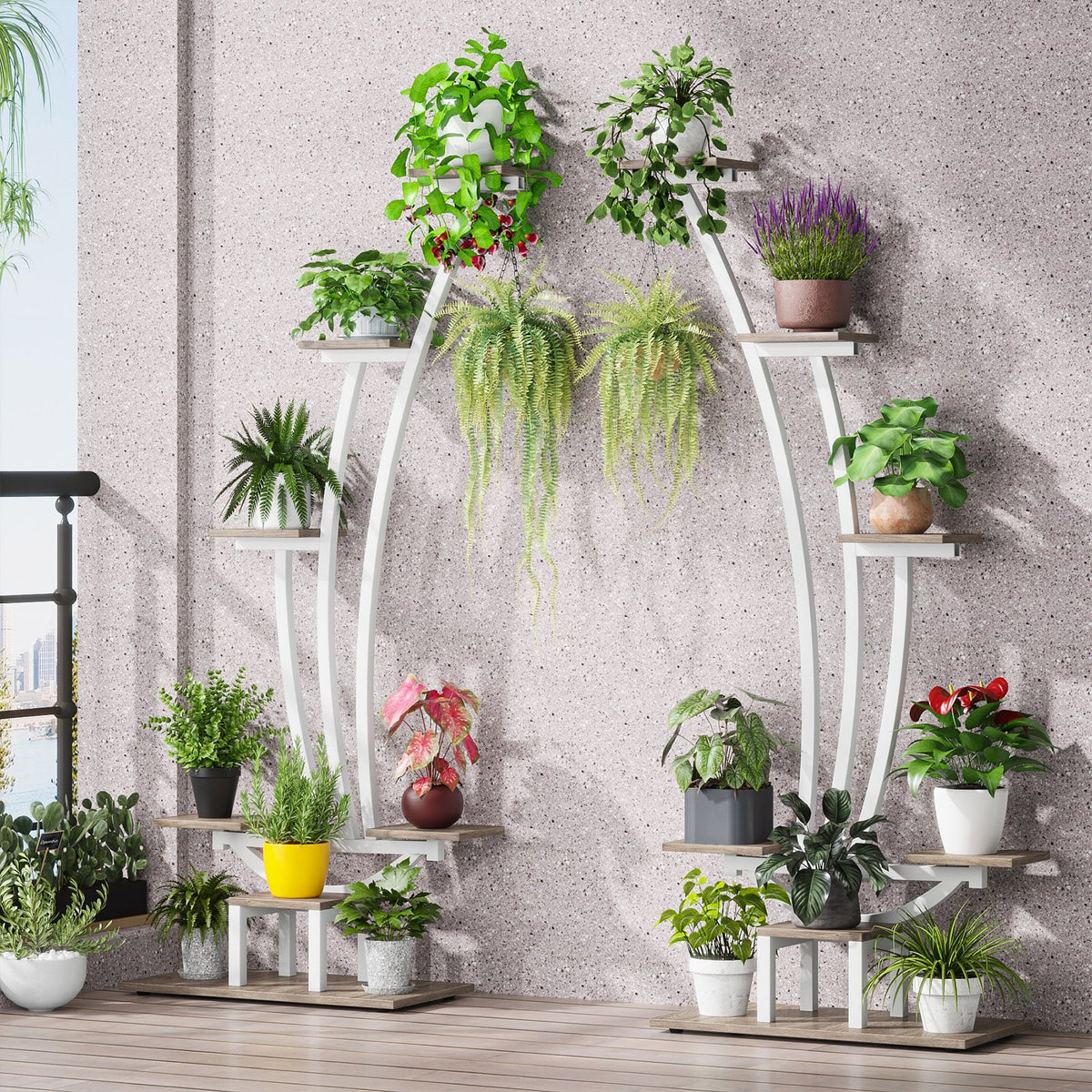 Zimmerpflanzenständer, 6-stöckiges Blumenregal für Haus und Garten – 2er-Set