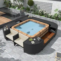Spa-Umrandung, Spa-Gestell, viereckiges Outdoor-Lounge-Set aus Polyrattan