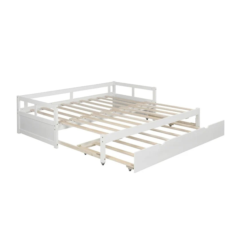 Letto da giorno allungabile con letto estraibile, letto da giorno in legno con letto estraibile