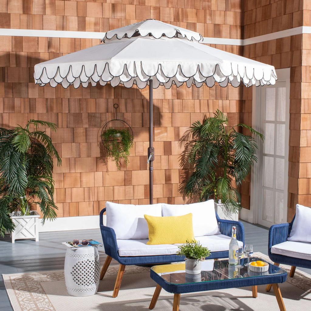 Parasol extérieur SAFAVIEH Kjerstin avec volant, 9 pieds, double toit