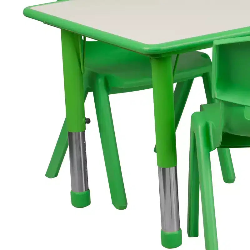 Rechteckiges, höhenverstellbares Aktivitätstisch-Set aus Kunststoff von Emma und Oliver, 23,625 W × 47,25 L, mit 6 Stühlen