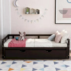 Letto da giorno allungabile con letto estraibile, letto da giorno in legno con letto estraibile
