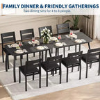 Ensemble table et chaises de cuisine à structure métallique en 5 pièces, avec design chanfreiné