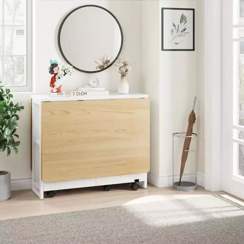Klappbarer Esstisch für die Küche, platzsparender Esstisch, ausziehbarer Küchen-Klapptisch mit 6 Rädern für kleine Räume