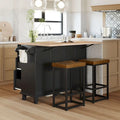 Ensemble îlot de cuisine TOPMAX avec rallonge rabattable et 2 places assises, ensemble table à manger avec étagère réglable, tiroirs et porte-serviettes