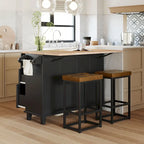Ensemble îlot de cuisine TOPMAX avec rallonge rabattable et 2 places assises, ensemble table à manger avec étagère réglable, tiroirs et porte-serviettes