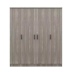 Armoire-penderie en bois à 4 portes avec tringle, 1 tiroir et étagères de rangement