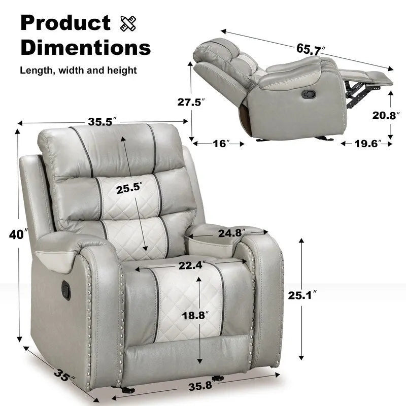 Fauteuil inclinable grand format en similicuir, design américain, pour le salon