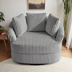 Fauteuil pivotant tonneau surdimensionné de 43 W en velours côtelé moelleux avec accoudoirs encastrés