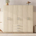 Roupeiro de madeira com 6 portas e gavetas para quarto