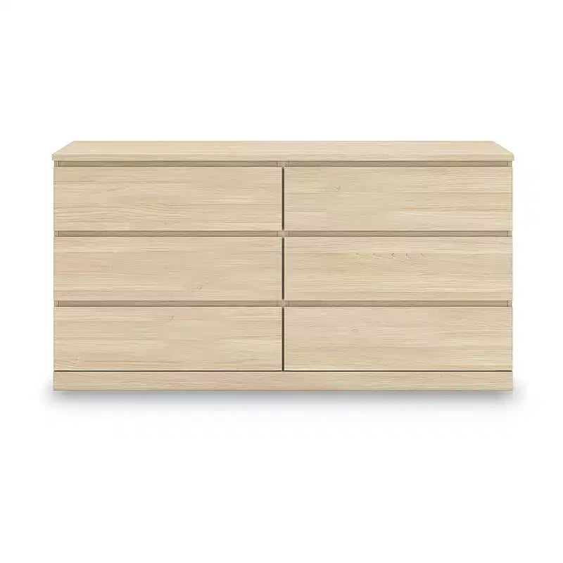 Signature Design by Ashley moderner Onita-Schrank mit 6 Schubladen, Kommode mit natürlicher brauner Holzoberfläche und grifflosem Design