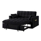 Sofá-cama de 2 lugares 4 em 1 com braços e bolsos de arrumação, sofá-cama extraível multifunções com encosto ajustável