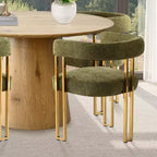 Conjunto de mesa de jantar extensível de redonda para oval com 4 cadeirões de veludo, design moderno com pé central, acomoda até 8 pessoas-Panipeachy